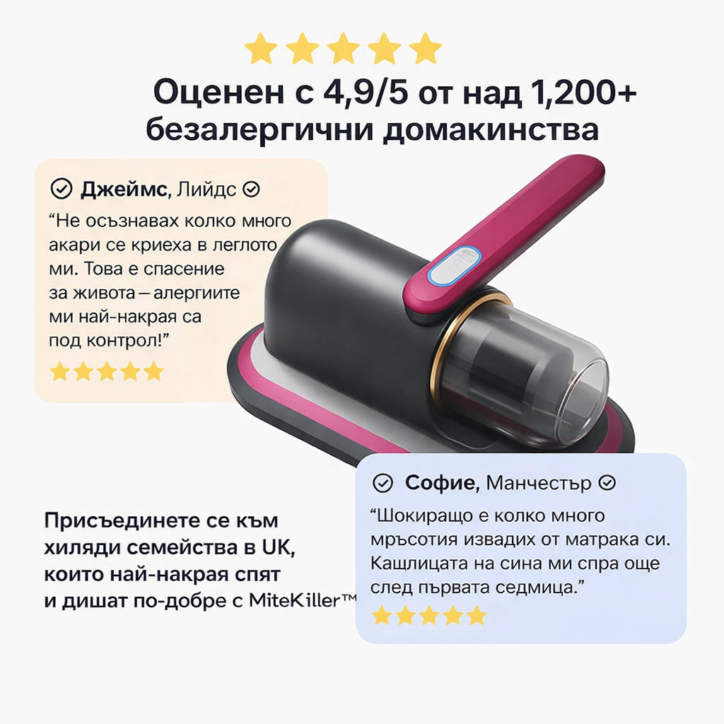 MiteKiller™ семеен антиалергичен UV прахосмукач