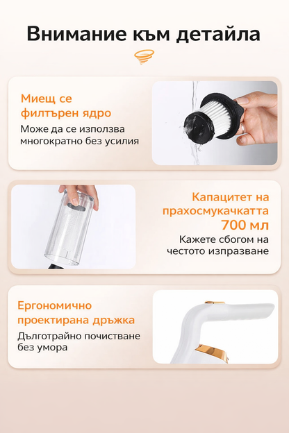 ⏳Ограничена във времето оферта⏰Безжична самостоятелно стояща презареждаема ръчна прахосмукачка